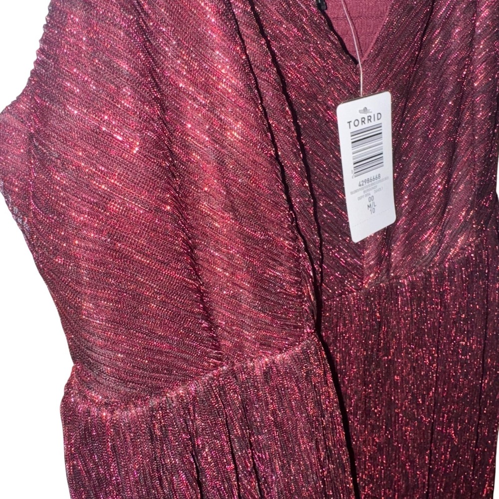 Torrid | new w/tags| tea length spaghetti strap burgundy dress | size 10 - Picture 5 of 15